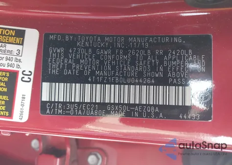 2020 Toyota Avalon Trd из США, поврежденный, VIN 4T1FZ1FB0LU044264